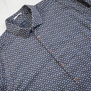 Oxley Paris Sz 2XL Men's Blue Patterned Dress Shirt 100% Cotton